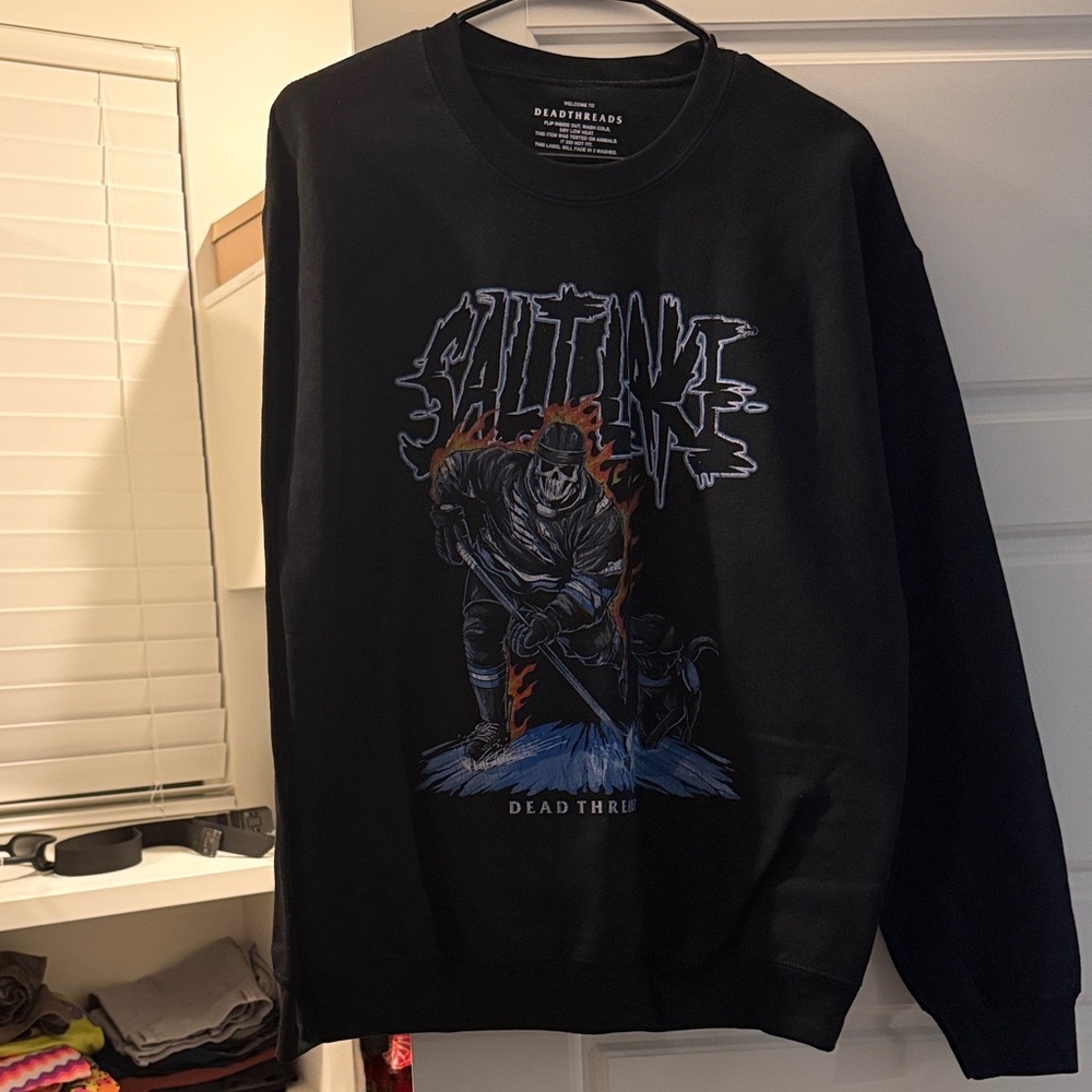 Black Graphic Crewneck Sweater